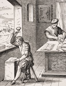 Goldbeater，由Jost Amman（1539-91）在&39;Le Moyen Age et La Renaissance&39;中由Paul Lacroix（1806-84）复制木刻，1847年出版 作者 法语学校